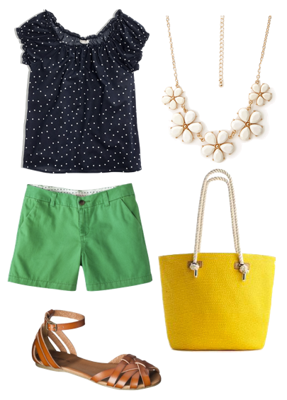 Putting Me Together: Mix and Match: Peasant Top and Colored Shorts