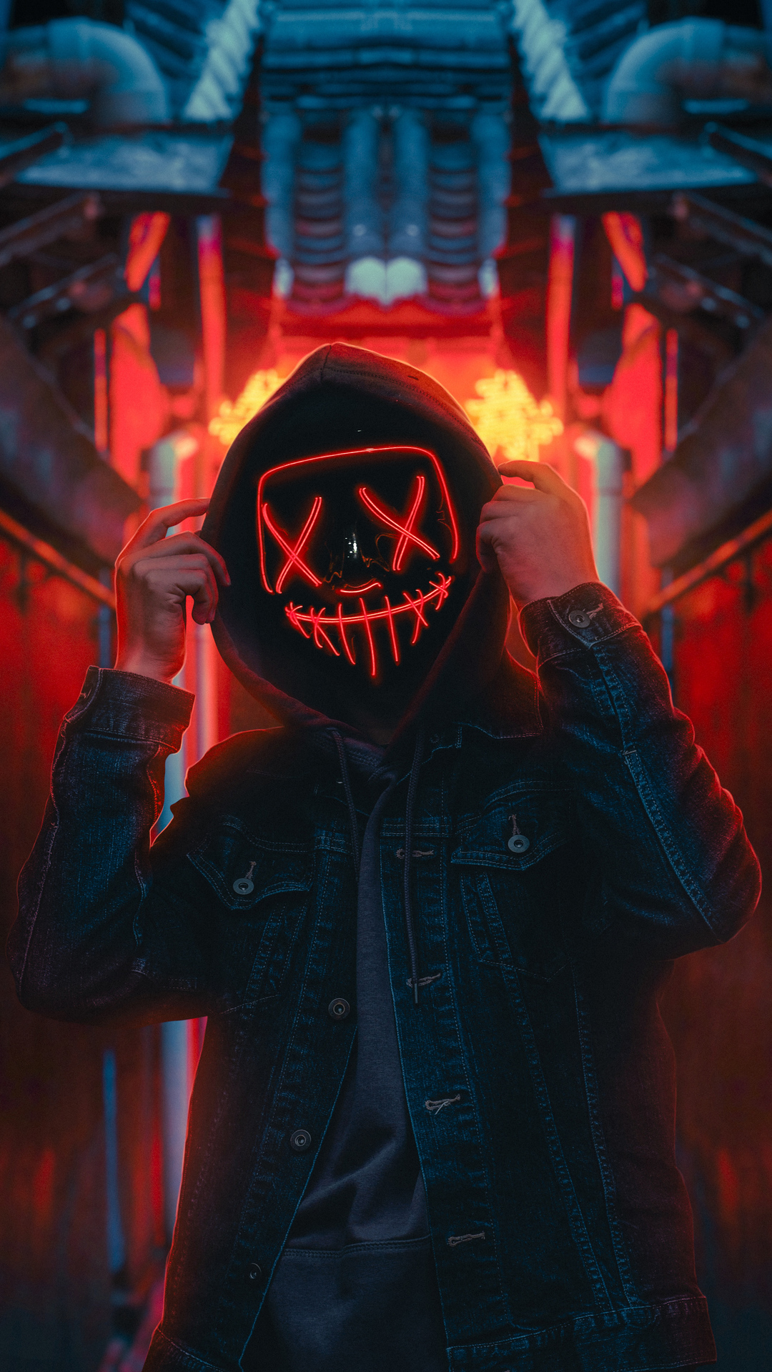 Anonimo, Máscara, Neon, Luzes, Arte - Papel de Parede para Celular