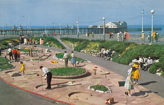 Crazy Golf Course and North Pier, Blackpool postcard. The Photographic Greeting Card Co Ltd. London. Posted to Manchester 4 June 1969