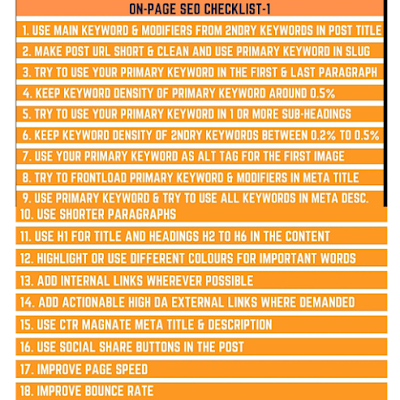 Onpage SEO Onpage SEO Checklist