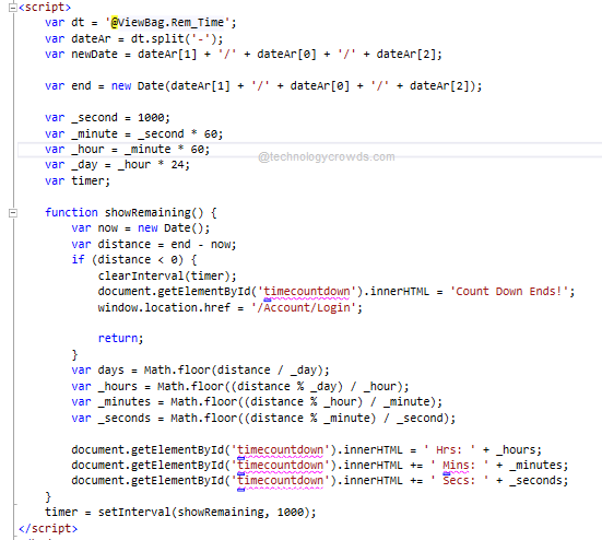 Count Down Timer: Jquery Timer Countdown in MVC Application - .Net Core ...