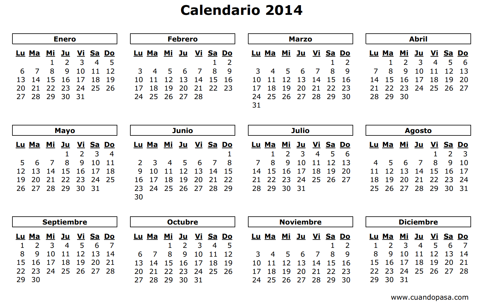 calendario 2014