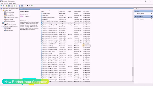 restarted windows audio windows audio restarted