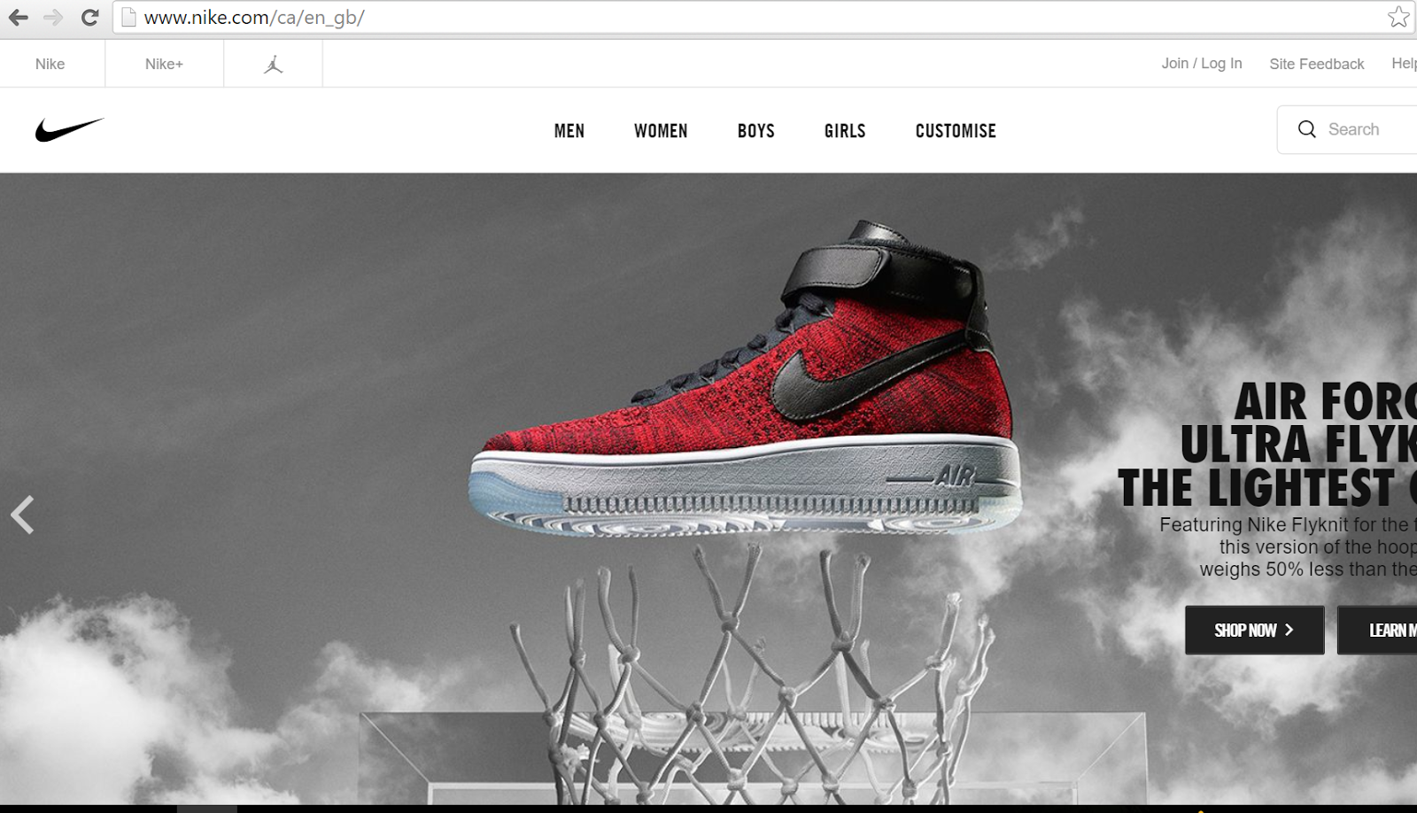 nike webpage