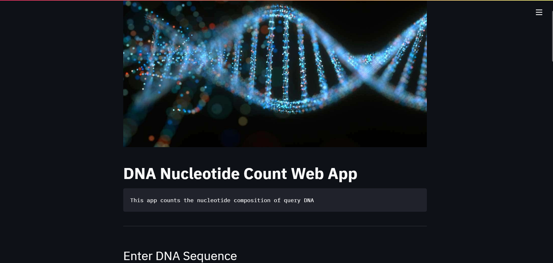 DNA Nucleotide Count Web App - Streamlit (Python)