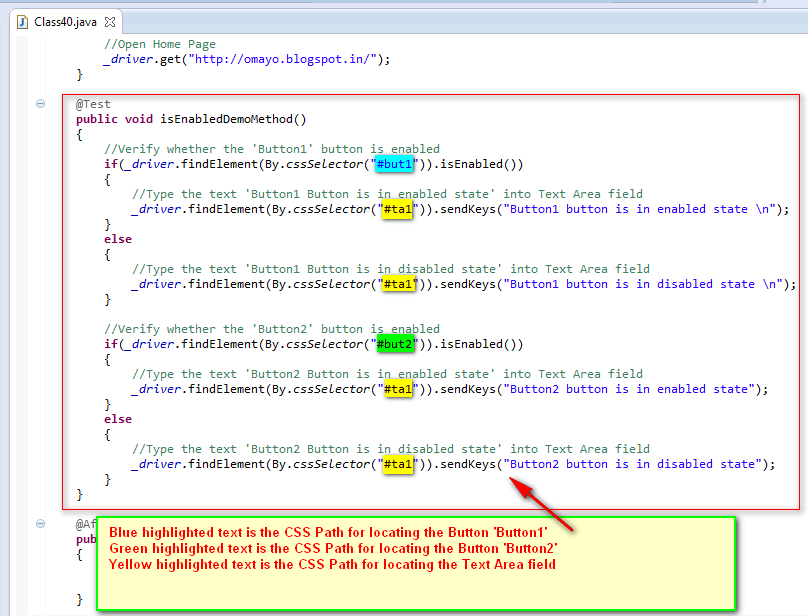 SeleniumByArun 396. Using isEnabled( ) to find out whether the