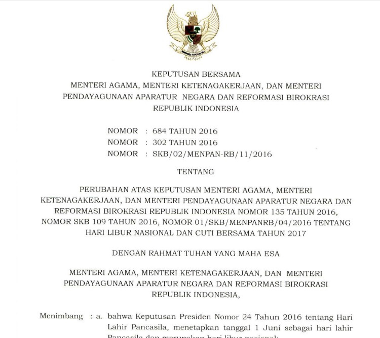 CATAT ! Pemerintah Revisi Hari Libur Dan Cuti Bersama ...