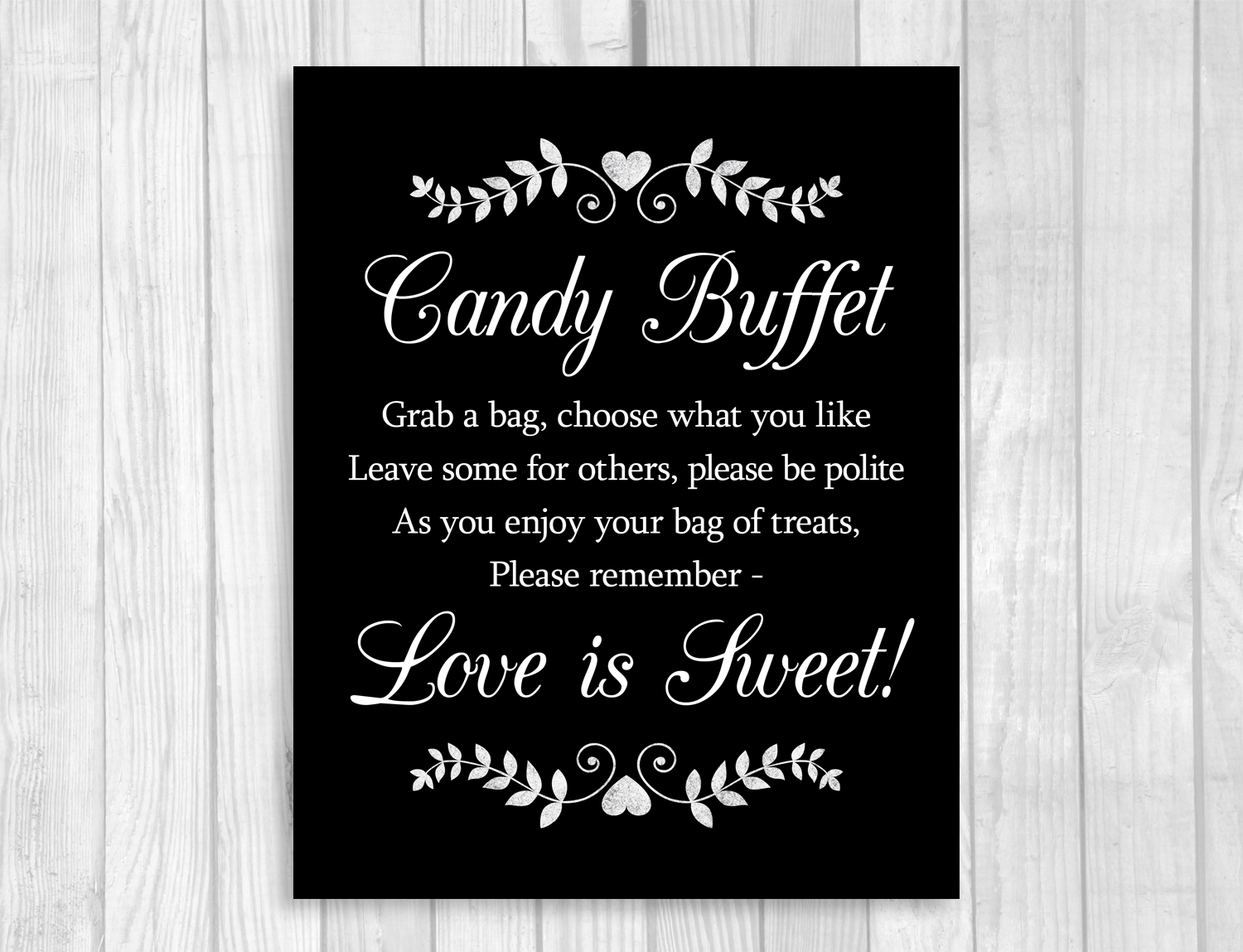Black And White Wedding Signs With Hearts And Laurels From Weddings By Susan