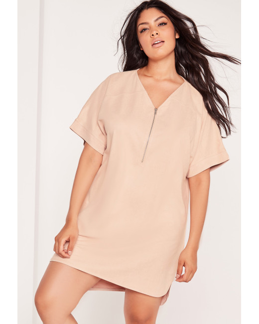 https://www.lyst.com.au/clothing/missguided-plus-size-faux-suede-zip-up-shift-dress-nude-taupe/, natalie in the city, chicago, fashion blogger, lyst, midwest, chicago, lace up dress, fall dresses, plus size fashion