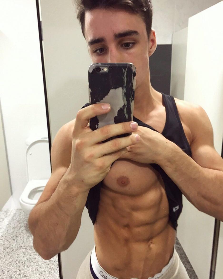 sexy-fit-male-selfie-shirt-up-abs-pecs-big-areola-nipple-bathroom
