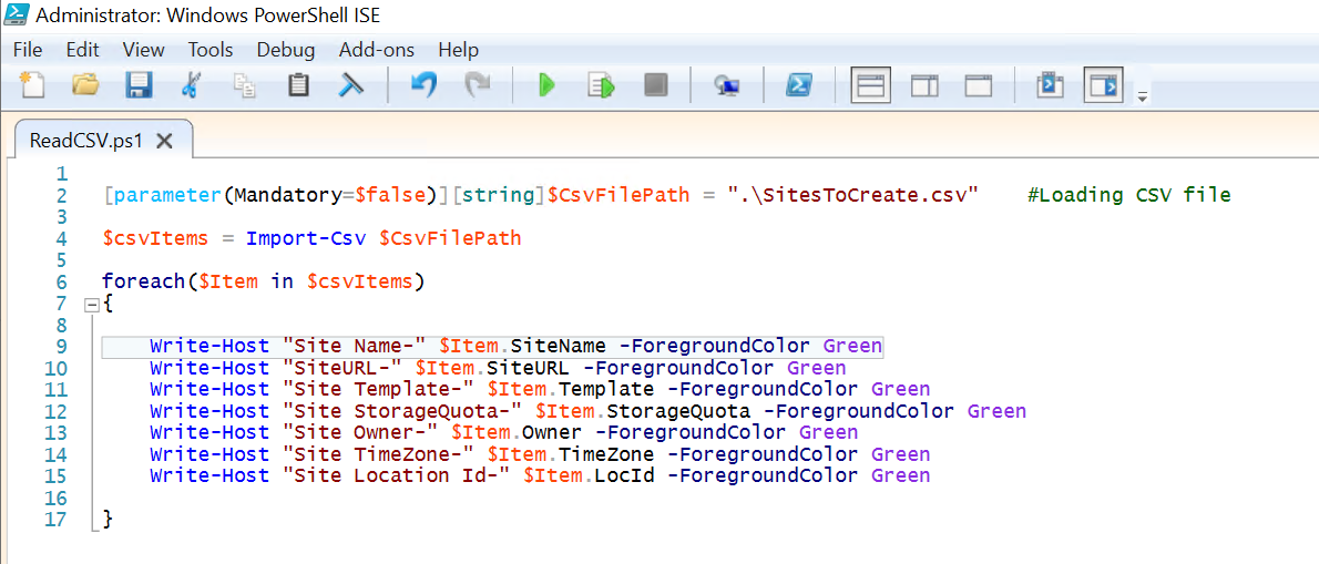 How to read column from csv file in powershell