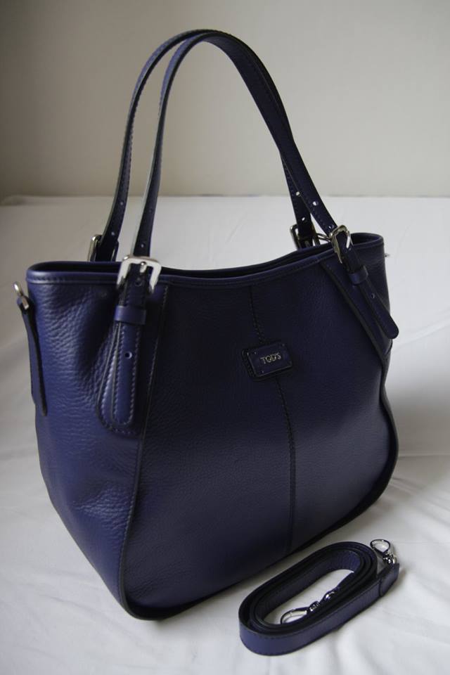 Tod's G-Line Leather Medium Shopping Tote Bag-Navy Indigo