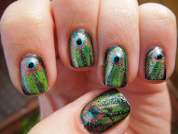 peacock nail feather inspired polish pretty nails