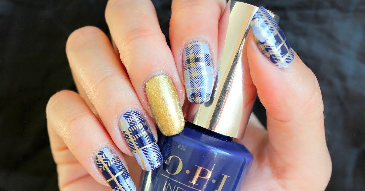 Fall Nail design with Plaid Fabric Pattern, done using OPI nail polish and ...