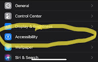 screenshot of iPhone settings and Accessibility setting option