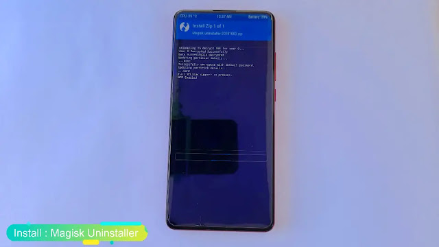 installing magisk uninnstaller flashing magisk uninstaller