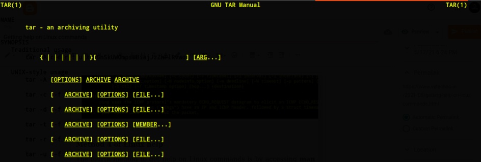 Getting help on Linux commands