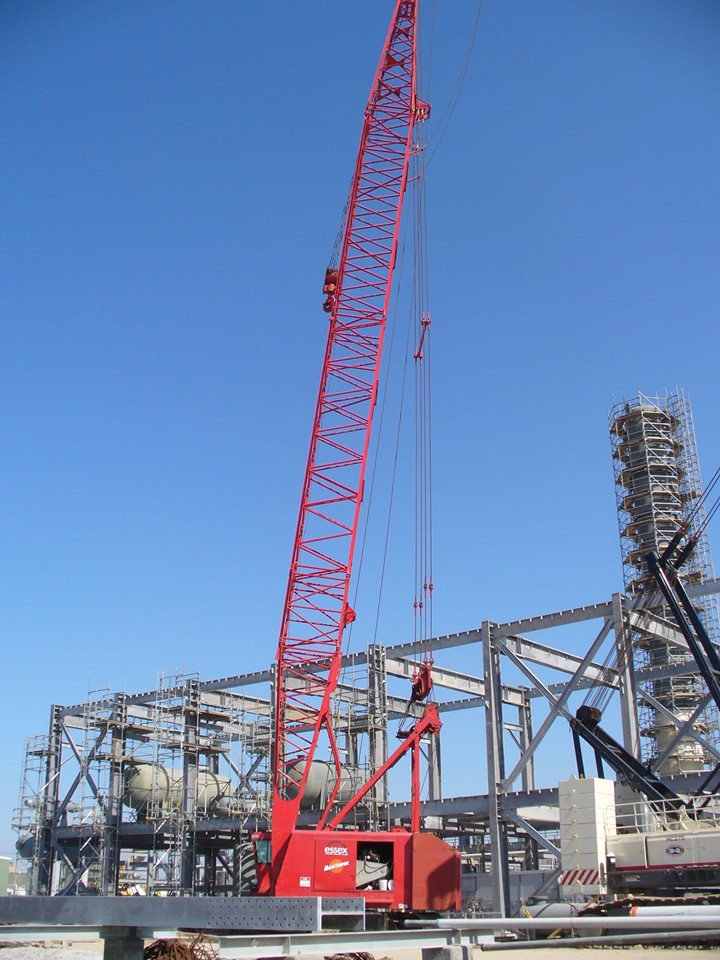 Industrial History The parts of a lattice crane and bent boom stops