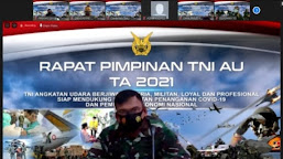 Panglima Kosekhanudnas III Marsekal Pertama TNI Esron S.B. Sinaga S.Sos., M.A., Ikuti Rapim TNI Angkatan Udara Tahun 2021 Secara Virtual