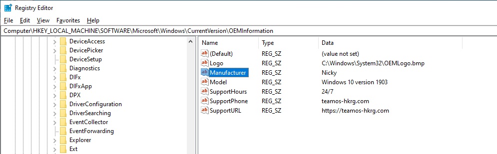 Change oem info windows 10 Change oem info windows 10