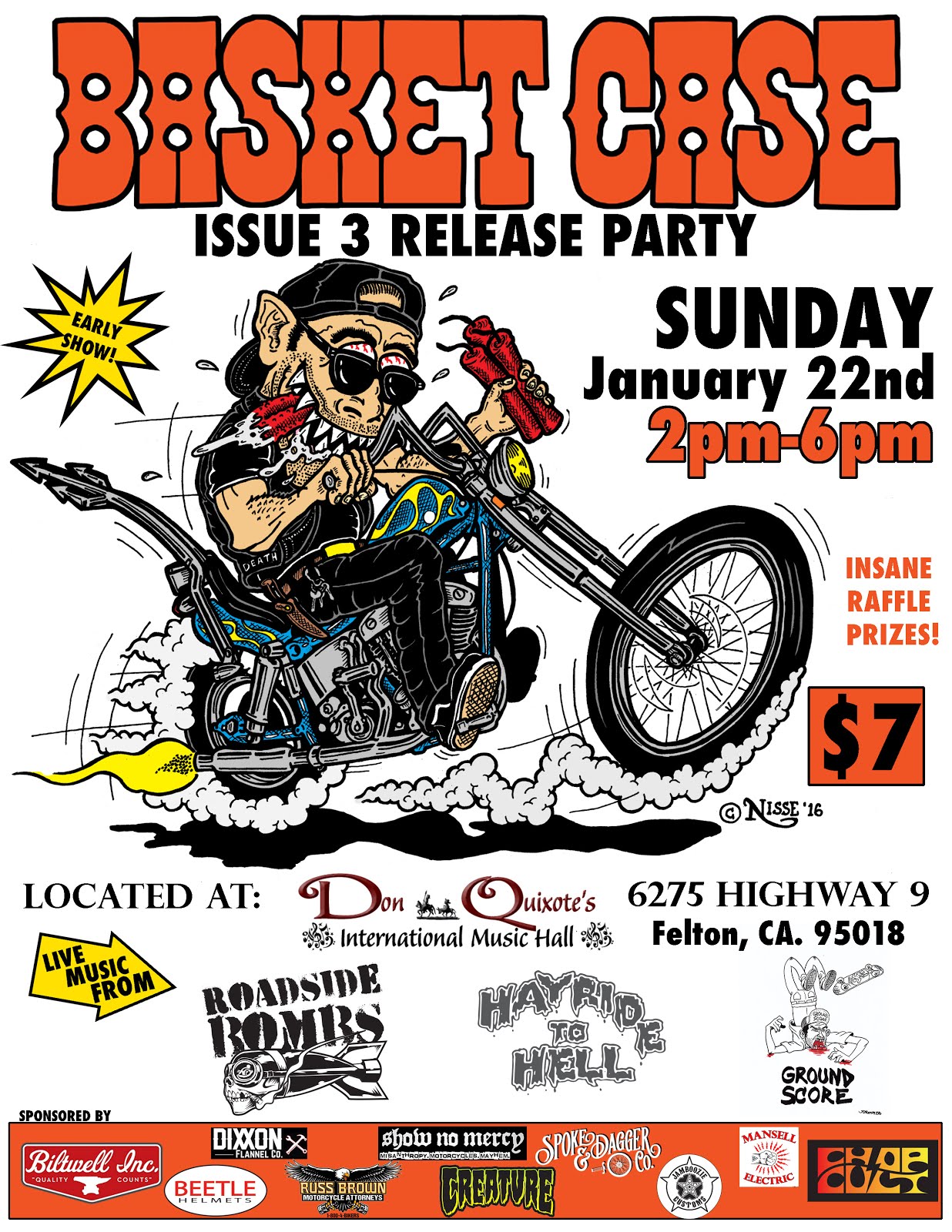 Issue release. Rat Fink Choppers poster. Raffle Prizes. Rat Fink Bicycle.