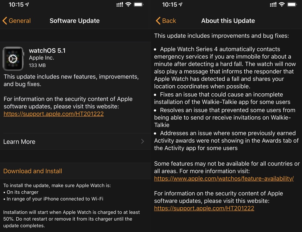 Apple watchOS 5.1 Final Features Changelog Apple watchOS 5.1 Final Features Changelog