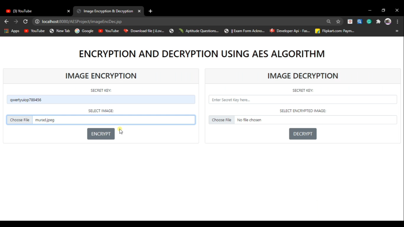Text and Image Encryption & Decryption Project using AES Algorithm in Java