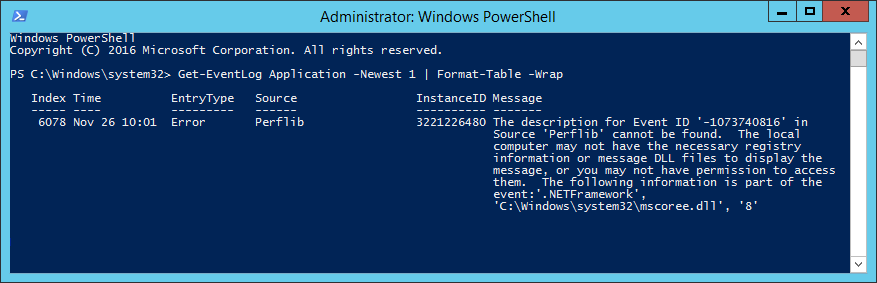 Get-EventLog Message truncated - Show full event log message PowerShell