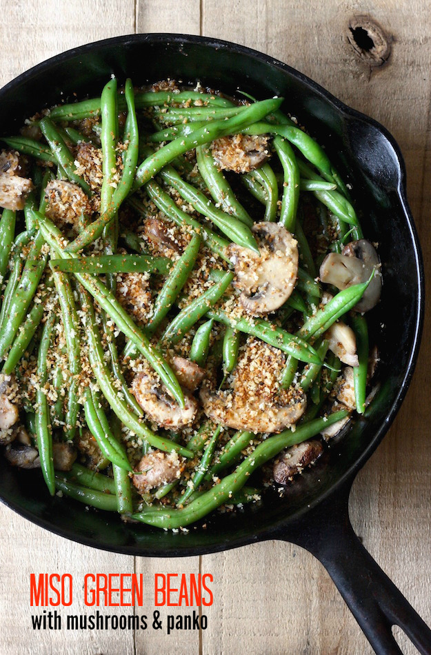 Miso Green Beans with Mushrooms & Panko recipe by SeasonWithSpice.com