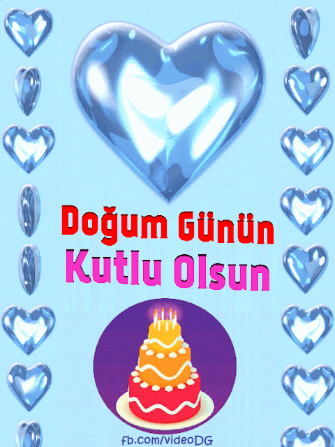 mavi kalp doğum günü gif
