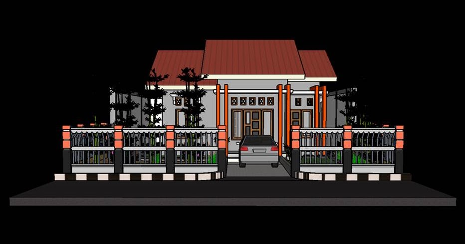 Desain Gambar Rumah  3  Trap  teras  Minimalis Keren 3D PandBis