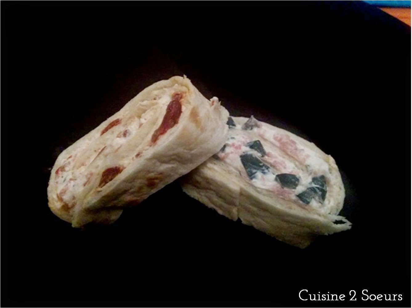 Cuisine 2 Soeurs: Roulés au fromage frais, tomates séchées et olives