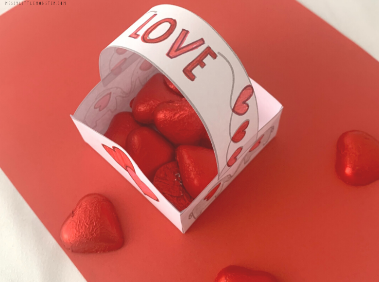 Paper basket craft for Valentine's Day