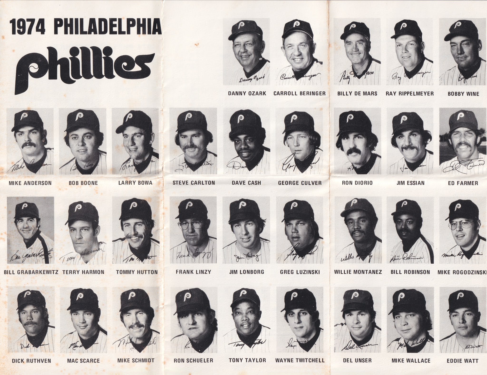 The Phillies Room 1974 Philadelphia Phillies Photo Cards