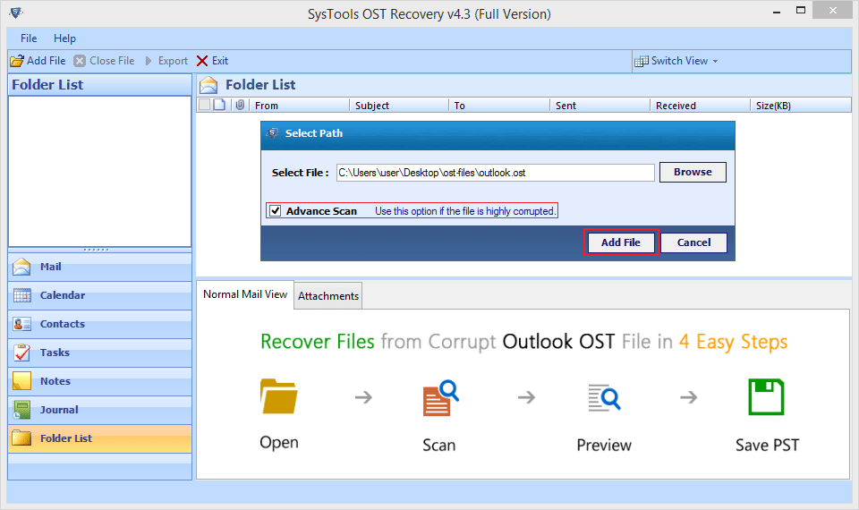 OST Recovery select path