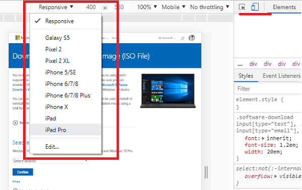 Download Windows 10 ISO Image rechtstreeks in Chrome