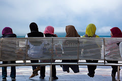 Six Muslim schoolgirls in hijab