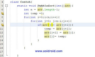 kode bubble sort ascending java