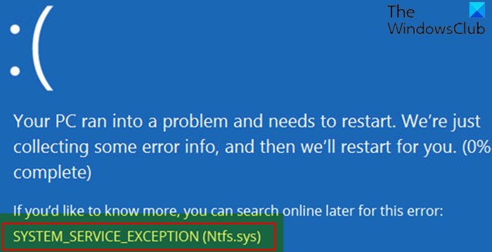 Errore BSOD non riuscito Ntfs.sys