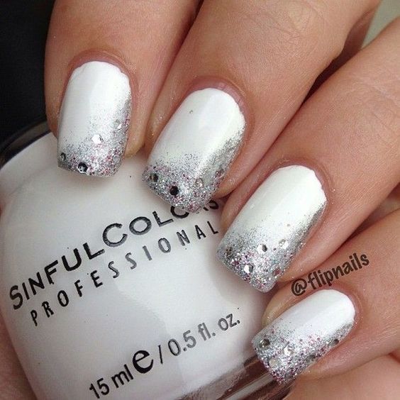 White glitter nails!