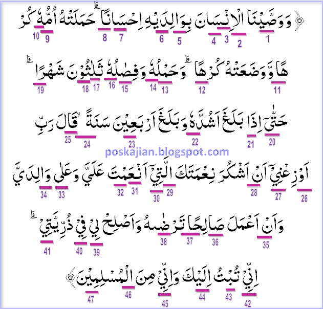 Hukum Tajwid Al-Quran Surat Al-Ahqaf Ayat 15 Lengkap Dengan