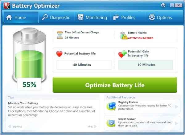 оптимизатор батареи ноутбука