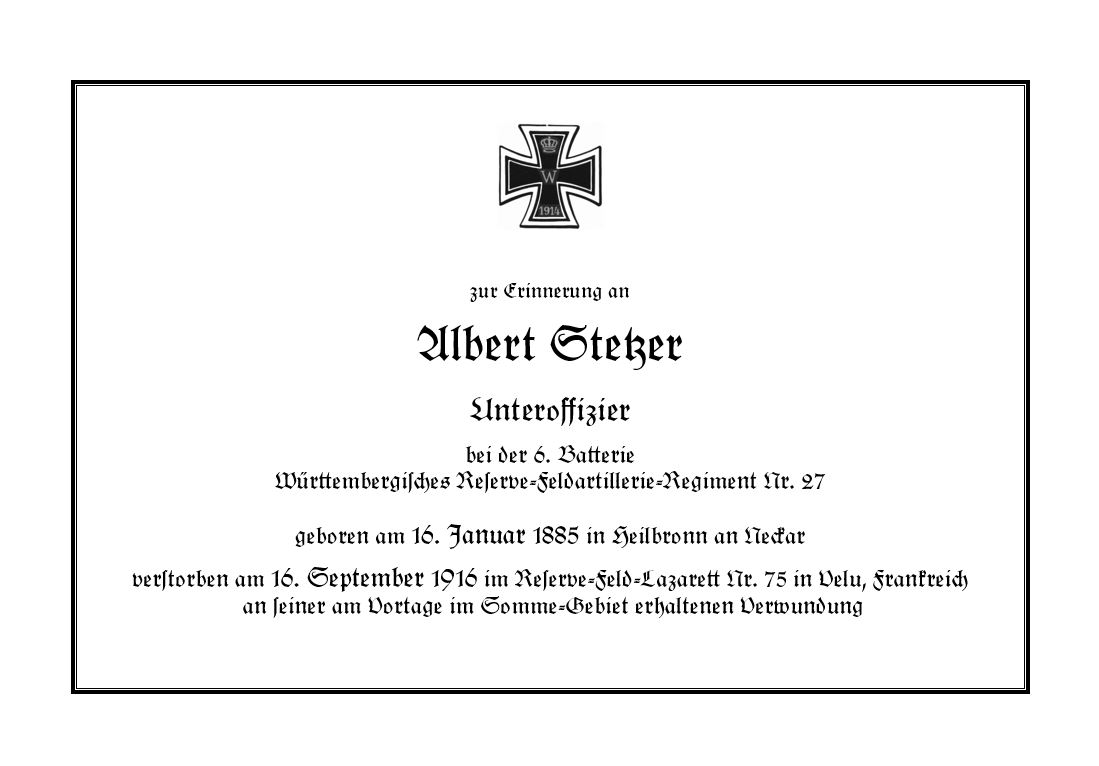 Württembergischer WeltkriegsBlog 16. September 1916