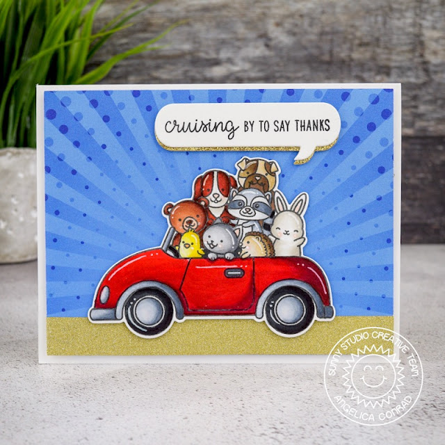Sunny Studio Stamps: Cruising Critters Comic Strip Speech Bubble Dies Hello Card by Angelica Conrad