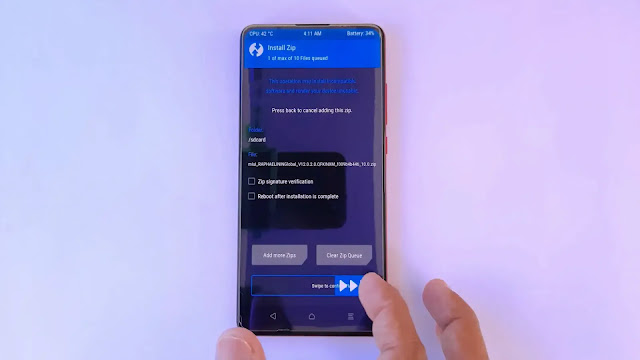 Swipe here to flash Recovery Rom file Flashing Recovery Rom file in Raphealin device
