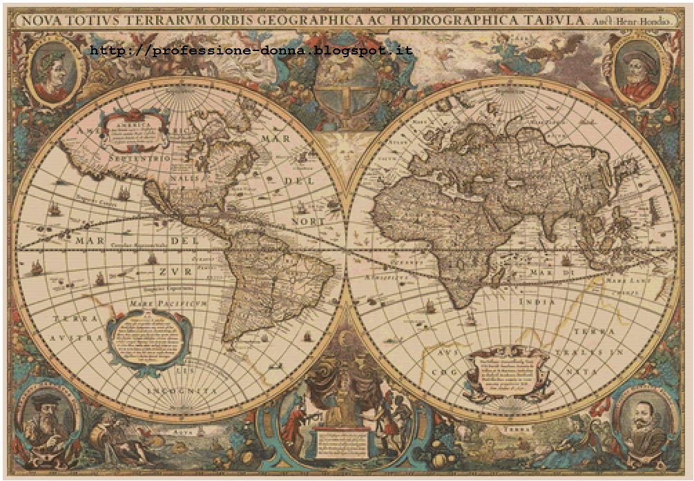 Professione Donna Schema per il punto croce Planisfero antico_1