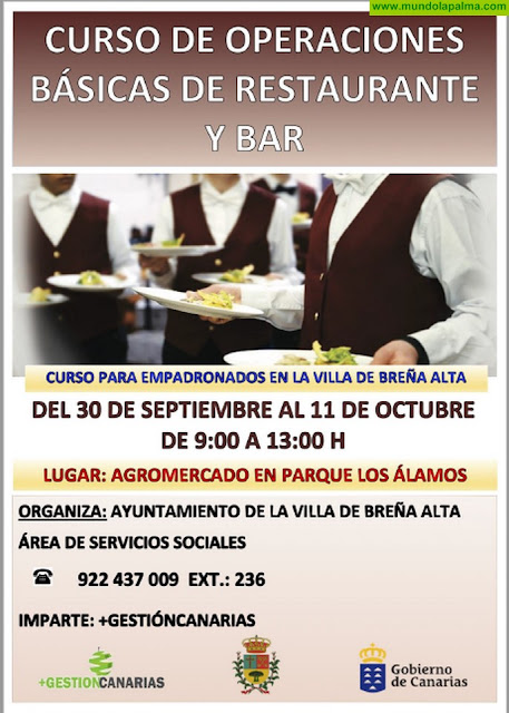 Curso de Operaciones Básicas de Restaurante y Bar en Breña Alta