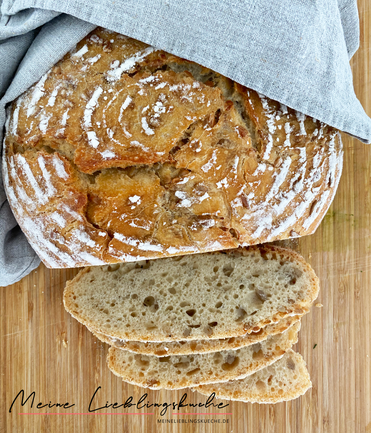 weizen dinkel brot mit sonnenblumenkernen und wenig hefe