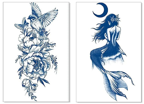Mermaid Flower Wings Japanese Tattoos for Girls Teens