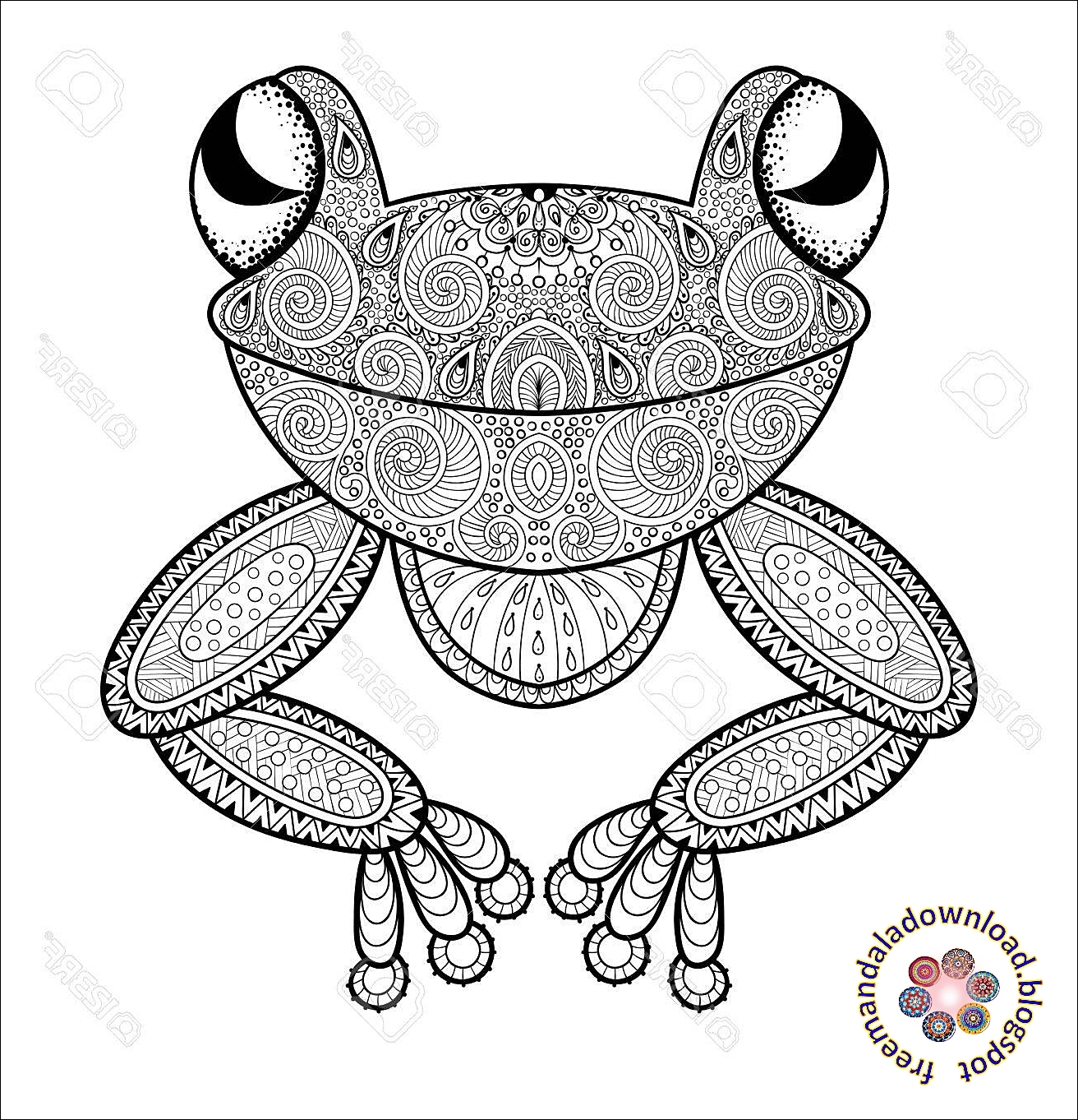 Frosch Mandala FärbungFrog Mandala Coloring free Free Mandala